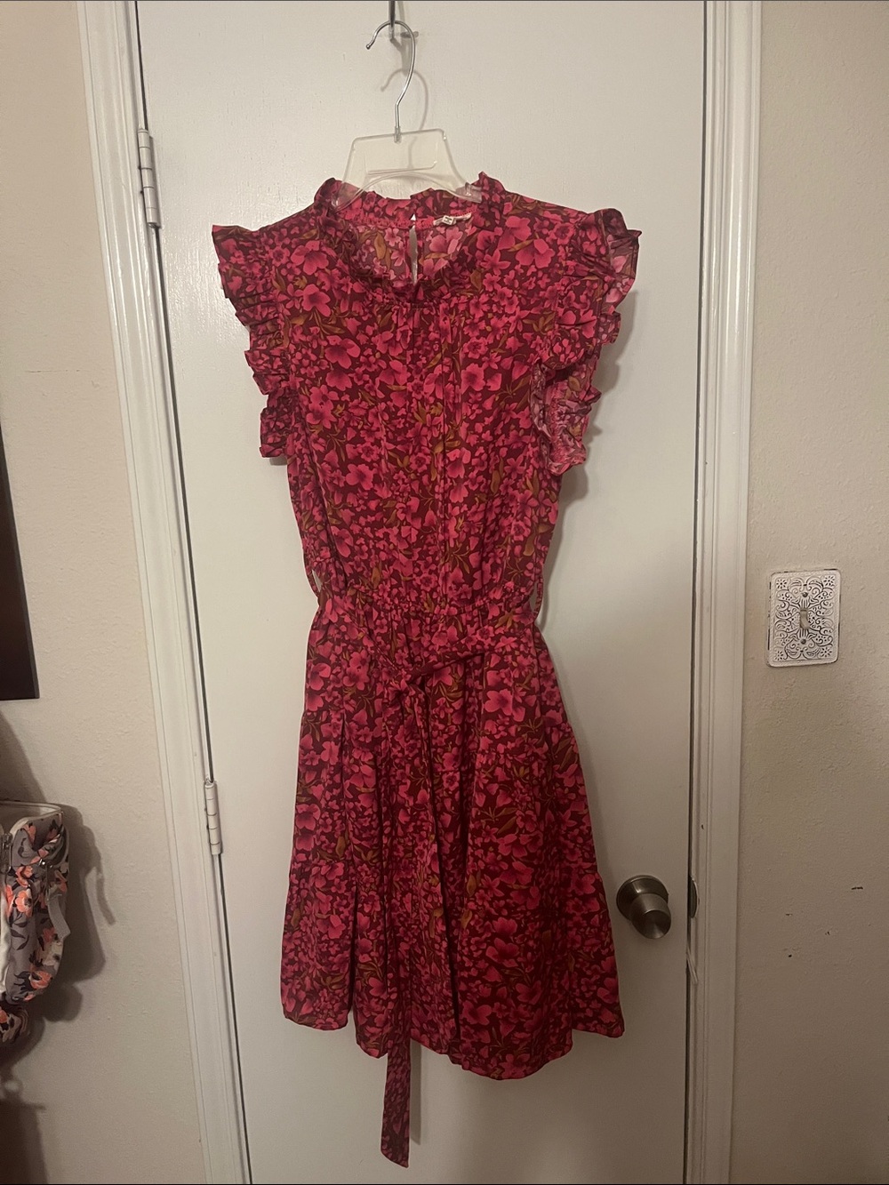 Jodifl Woman’s Pink Floral Ruffle Dress